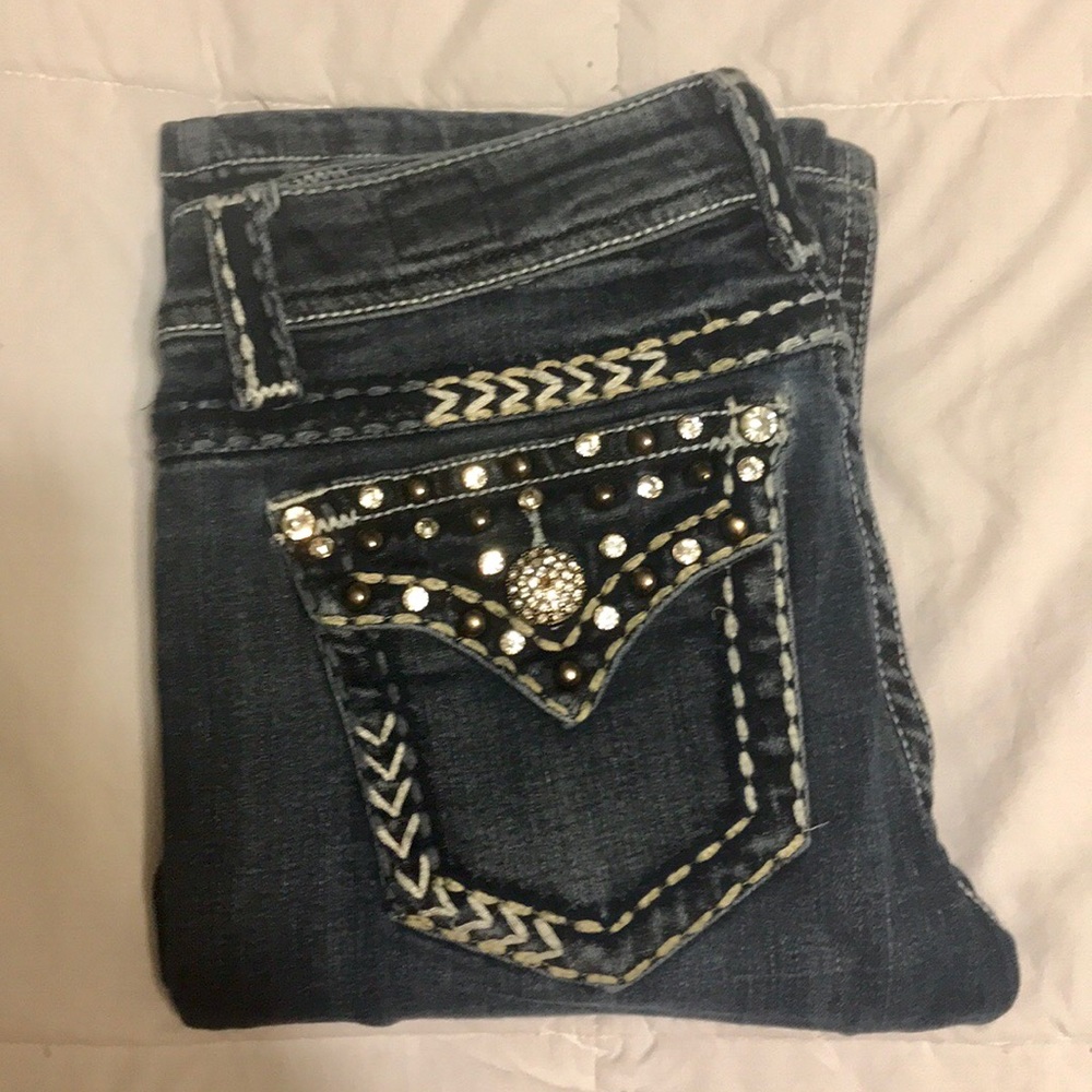 LA Idol rhinestone pocket jeans